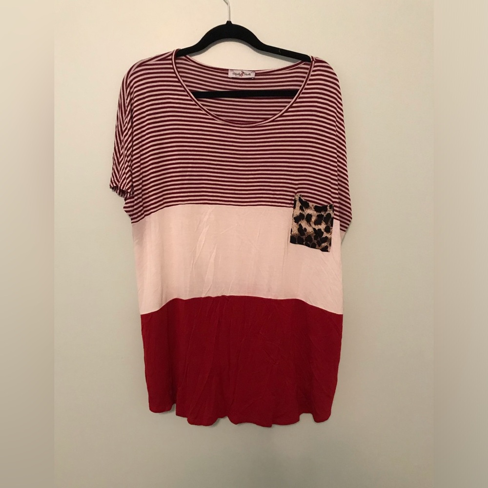 Perfectly Priscilla Red and White Stripe Blouse